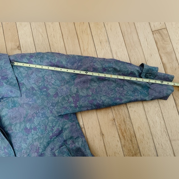 Vintage London Fog-Floral Trench Coat Woven by Wamsutta -Muted Purple/Green- 10P - Picture 15 of 15